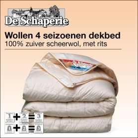 Zuiver scheerwol Schaperie Bon ton 4-seizoenen dekbed met rits