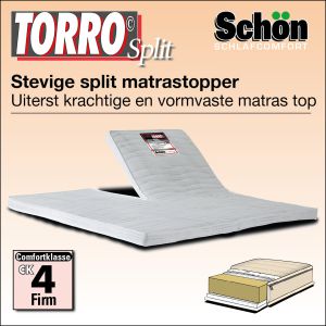 Extra stevige matras topper in de split uitvoering Torro.