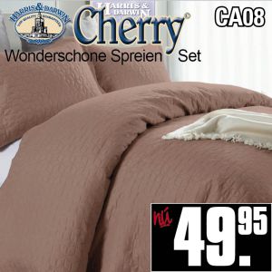 Sprei met slopen in Taupe in ruitmotief