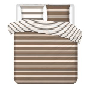Luxueuze Terschellinger Flanellen Winter Dekbedovertrekset – Warm Zandbeige Gestreept Modern – Voor Ultiem Comfort en Warme Nachten