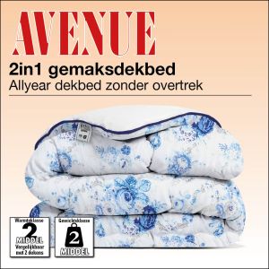 Avenue Gemak Dekbed Wit/blauw bloemen