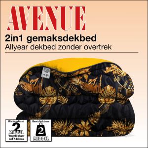 Avenue Gemak Dekbed Zwart/goud gouden bloemen