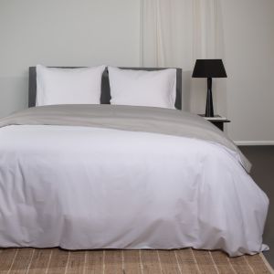 Superieur Katoenen Dekbedovertrek Wit/Grijs