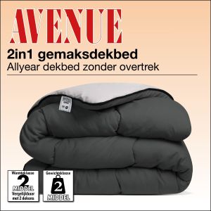 Avenue Gemak 2 in 1 dekbed. Wasbaar dekbed zonder overtrek Antraciet Taupegrijs