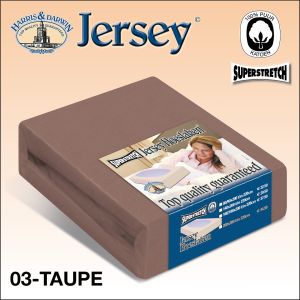 Super dik jersey hoeslaken voor de dikke matras in de kleur taupe.