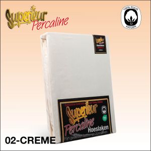 Crème katoenen percaline hoeslaken superieur.