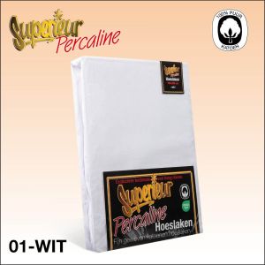 Wit katoenen percaline hoeslaken superieur.