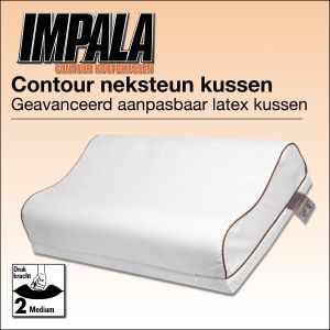 Impala latex contour hoofdkussen. Aanpasbaar latex hoofdkussen met neksteun randen