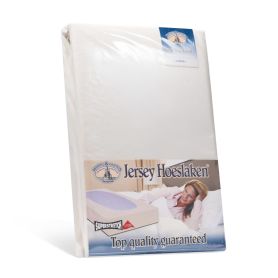 Topkwaliteit dubbeldoeks jersey hoeslaken van het merk Harris en Darwin in het ecru. Voor de matras maat 90/100x200/220cm.