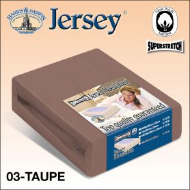 Super dik jersey hoeslaken voor de dikke matras in de kleur taupe.
