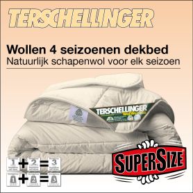 Terschellinger 4 seizoenen zuiver scheer wollen dekbed Supersize warmteklasse 260x220cm 