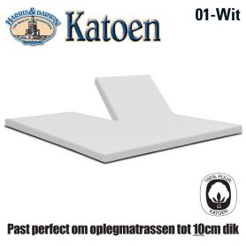 Katoen Split Topperhoeslaken Wit 160x210-220cm