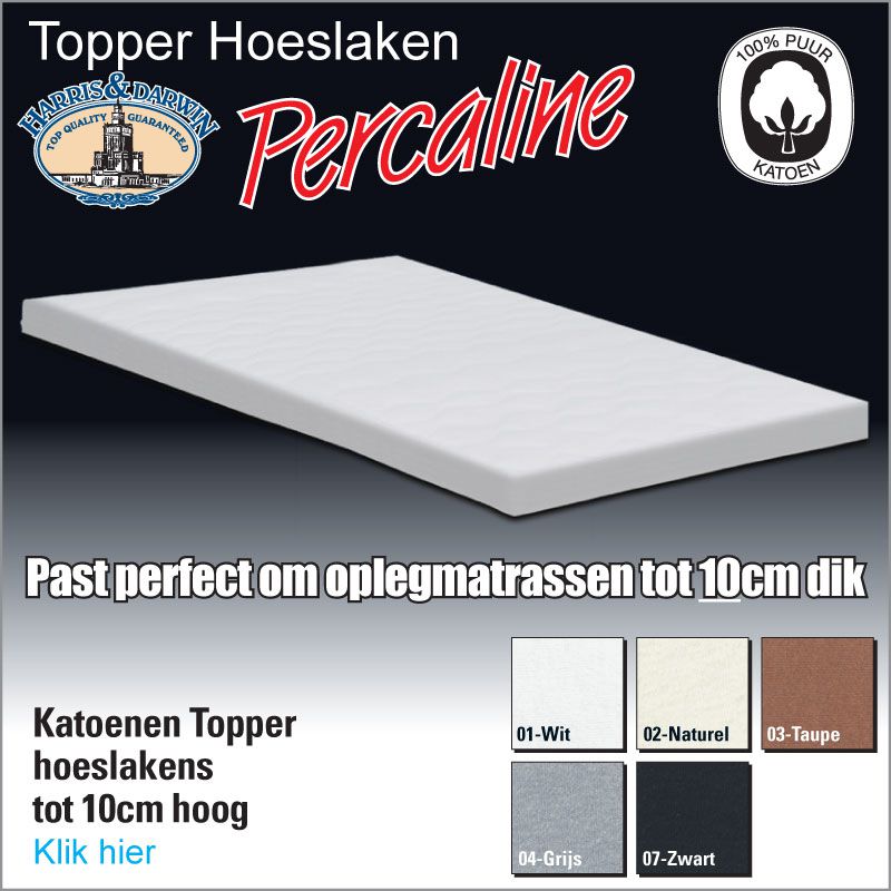 item pakket Jood Percaline Katoenen Topper Hoeslakens 10cm Hoog