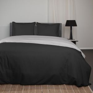 Superieur Katoenen Dekbedovertrek Zwart/Grijs